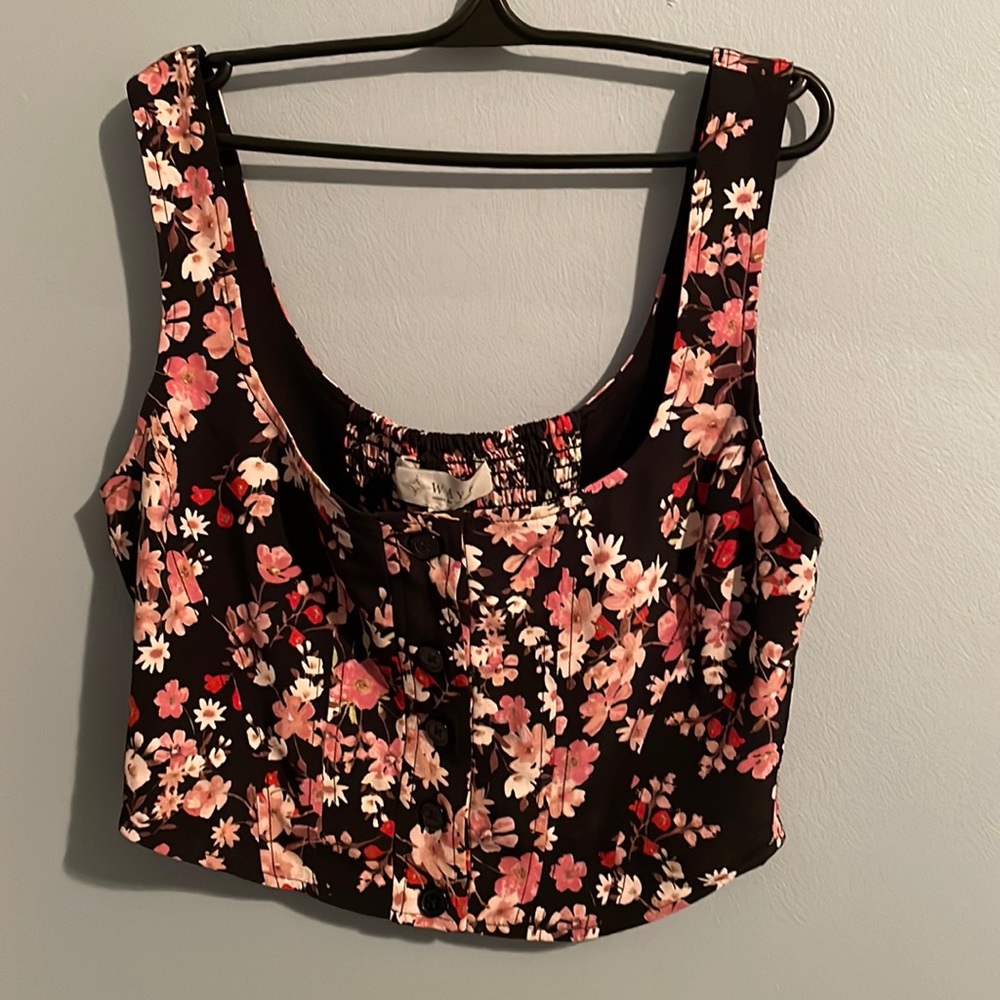 WAYF Sleeveless Button-Down Crop Top, Small NWT